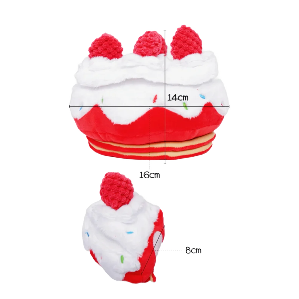 Strawberry Cake Soft Plush Dog Nosework Toy