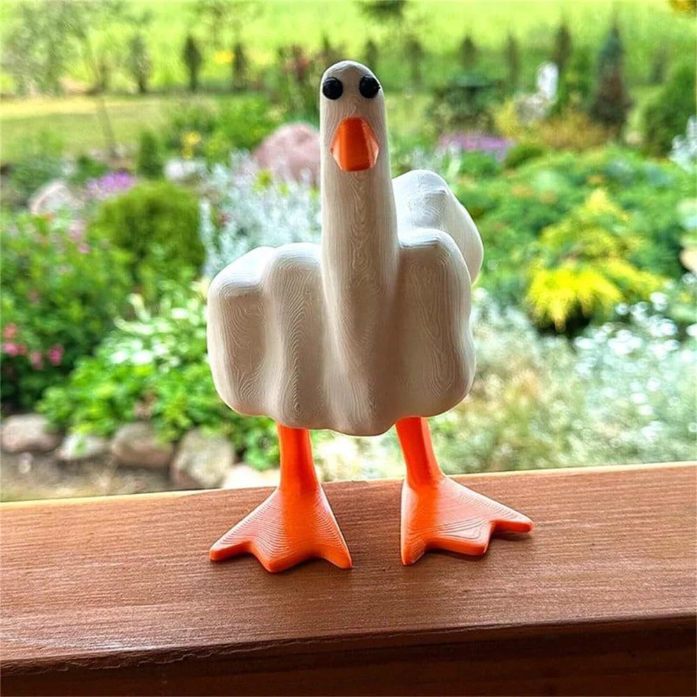 Funny Cute Middle Finger Duck Statue Home Decor, Resin Garden Figurine, Home Office Desktop Living Room, Bedroom, Patio Indoor Outdoor Gift