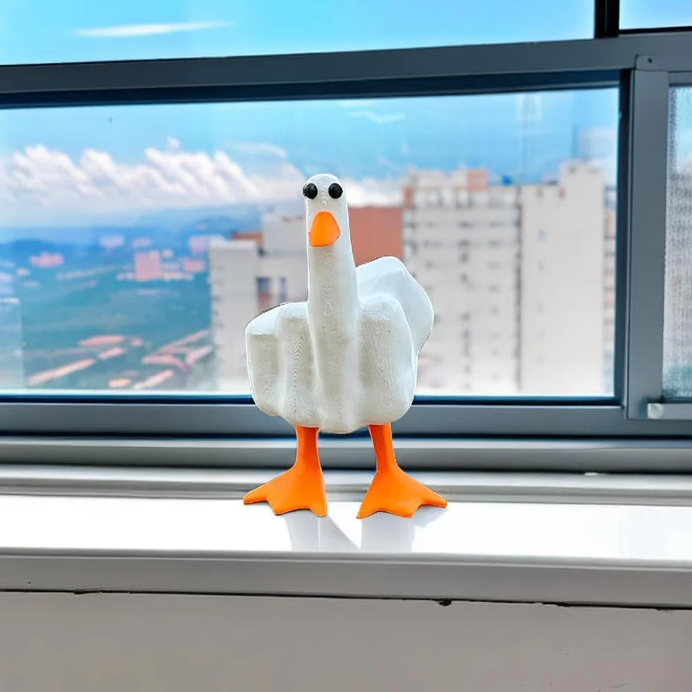 Funny Cute Middle Finger Duck Statue Home Decor, Resin Garden Figurine, Home Office Desktop Living Room, Bedroom, Patio Indoor Outdoor Gift