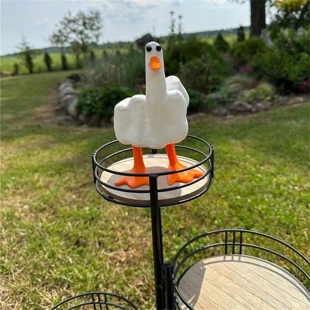 Funny Cute Middle Finger Duck Statue Home Decor, Resin Garden Figurine, Home Office Desktop Living Room, Bedroom, Patio Indoor Outdoor Gift