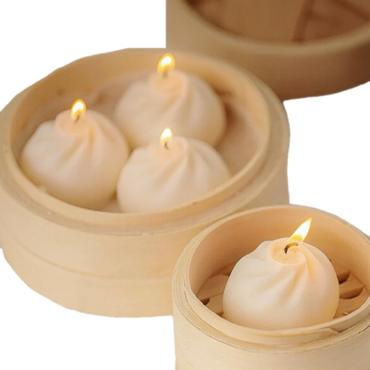 Set of 3 Soup Dumplings Xiao long bao Candle Bring Good Luck Holiday Gifts