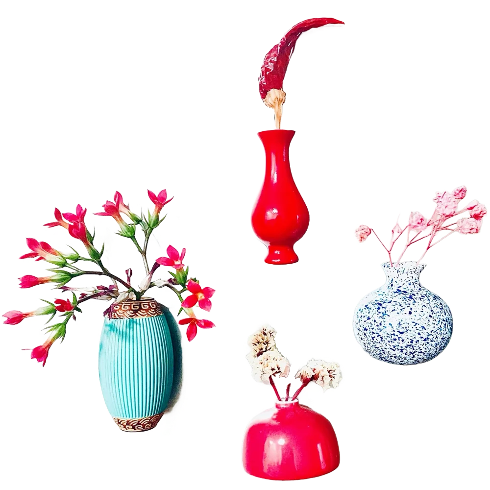 Three-Dimensional Multi-Purpose Fridge Magnets Mini Flower Pots Vase for House Decorative